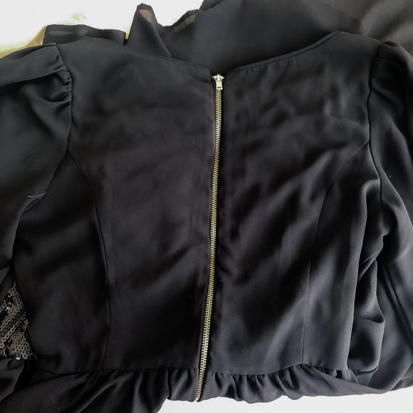 GB Black Long-Sleeve Sequin Dress Size 5 - Picture 6 of 10